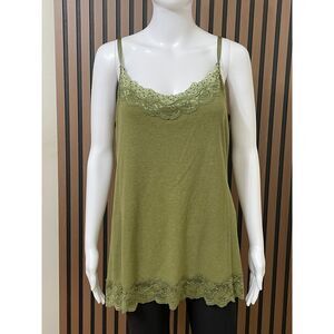 Maurices Women's 2 Green Top Y2k Cami Tank Lace Romantic Coquette Beaded Fairy